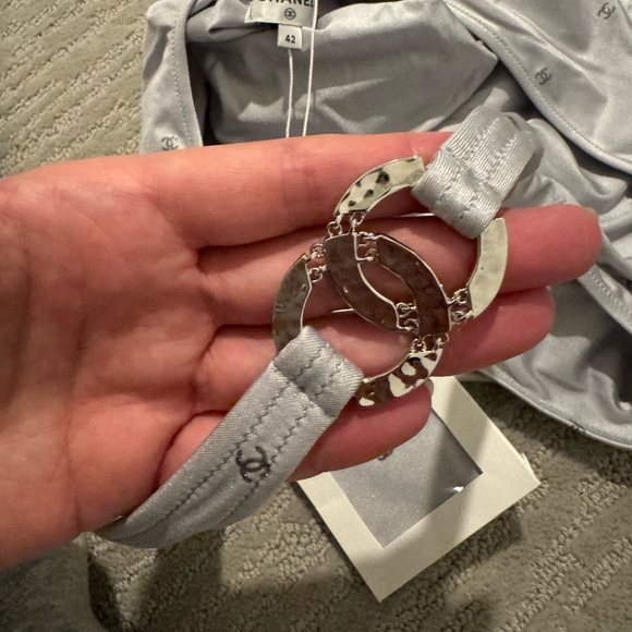 CHANEL Silver CC Logo Swim/body Suit - Size 42 - Picture 10 of 15